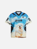 DAXUEN Sky blue short-sleeved graphic t-shirt featuring a dog