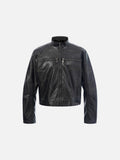 DAXUEN black leather-look jacket with zippered details