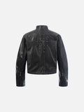 DAXUEN black leather-look jacket with zippered details