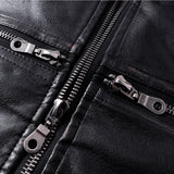 DAXUEN black leather-look jacket with zippered details