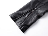 DAXUEN black leather-look jacket with zippered details