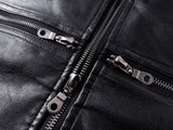 DAXUEN black leather-look jacket with zippered details