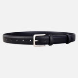 DAXUEN black sleek leather-like women's belt with metal buckle