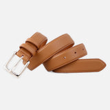DAXUEN black sleek leather-like women's belt with metal buckle