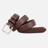 DAXUEN black sleek leather-like women's belt with metal buckle