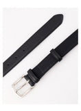 DAXUEN black sleek leather-like women's belt with metal buckle