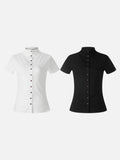 DAXUEN black mock neck buttoned top