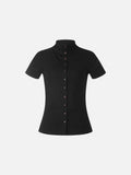DAXUEN black mock neck buttoned top