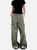 DAXUEN olive green wide-leg cargo pants with flap pockets