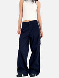 DAXUEN olive green wide-leg cargo pants with flap pockets