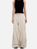 DAXUEN olive green wide-leg cargo pants with flap pockets