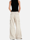 DAXUEN olive green wide-leg cargo pants with flap pockets