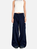DAXUEN olive green wide-leg cargo pants with flap pockets