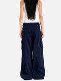DAXUEN olive green wide-leg cargo pants with flap pockets