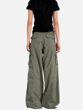 DAXUEN olive green wide-leg cargo pants with flap pockets