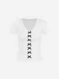 Women's slim-fit short-sleeve V-neck top
