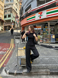 DAXUEN black small logo regular fit t-shirt — model photo