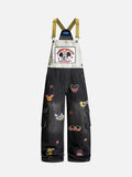 DAXUEN Smiling mouse embroidered denim overalls