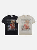 DAXUEN faded black smiling woman graphic t-shirt