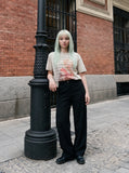 DAXUEN faded black smiling woman graphic t-shirt — model photo