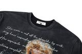 DAXUEN faded black smiling woman graphic t-shirt