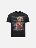 DAXUEN faded black smiling woman graphic t-shirt