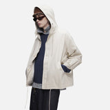 DAXUEN beige smooth matte hooded jacket