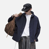 DAXUEN beige smooth matte hooded jacket