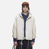 DAXUEN beige smooth matte hooded jacket