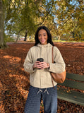 DAXUEN light beige drawstring hooded jacket — model photo