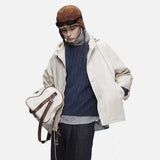 DAXUEN beige smooth matte hooded jacket