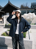 DAXUEN light beige drawstring hooded jacket — model photo