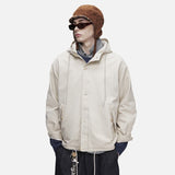 DAXUEN beige smooth matte hooded jacket