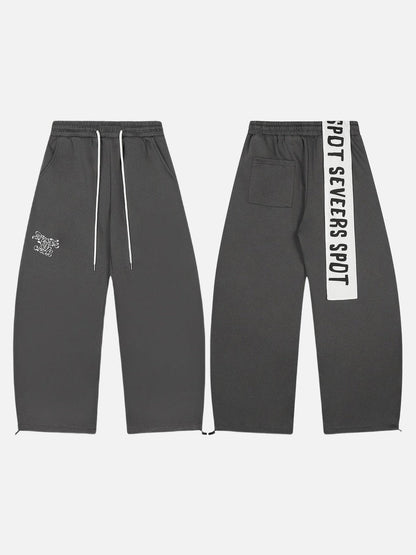 DAXUEN Dark grey wide leg sweatpants with unique graphics