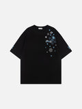 DAXUEN Men's snowflake embroidered short-sleeved t-shirt