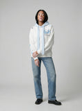 DAXUEN Pullover hoodie with snowflake and paw print embroidery — model photo