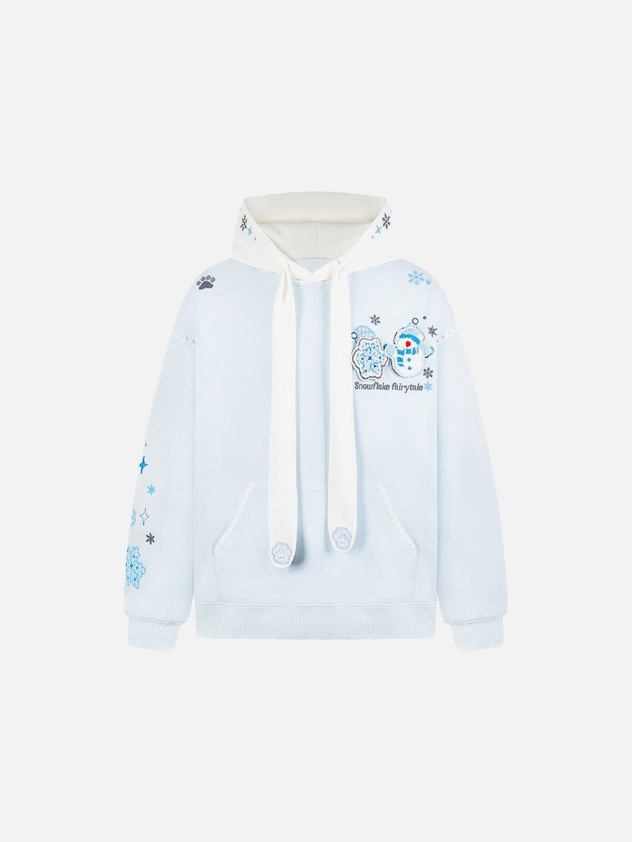 DAXUEN Pullover hoodie with snowflake and paw print embroidery