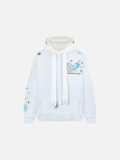 DAXUEN Pullover hoodie with snowflake and paw print embroidery