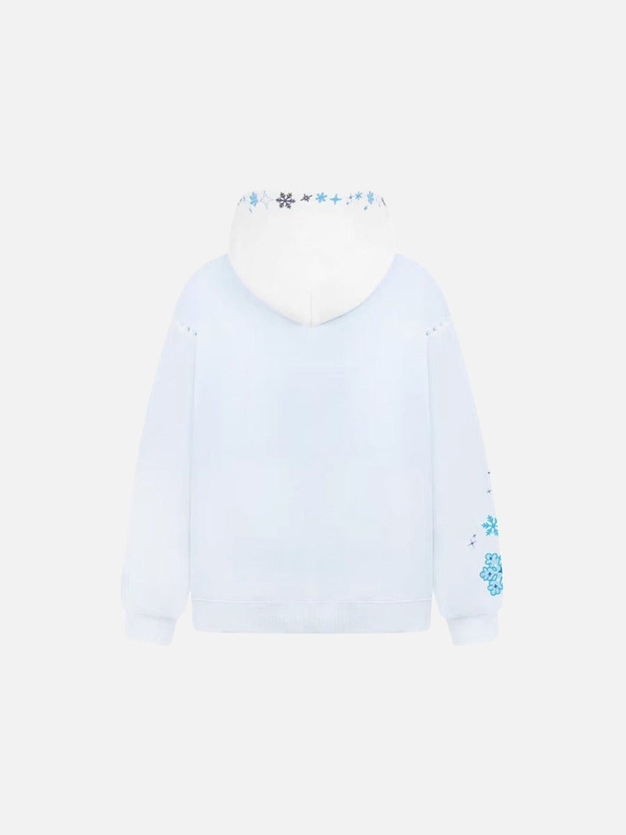 DAXUEN Pullover hoodie with snowflake and paw print embroidery