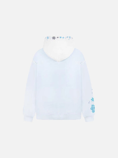 DAXUEN Pullover hoodie with snowflake and paw print embroidery