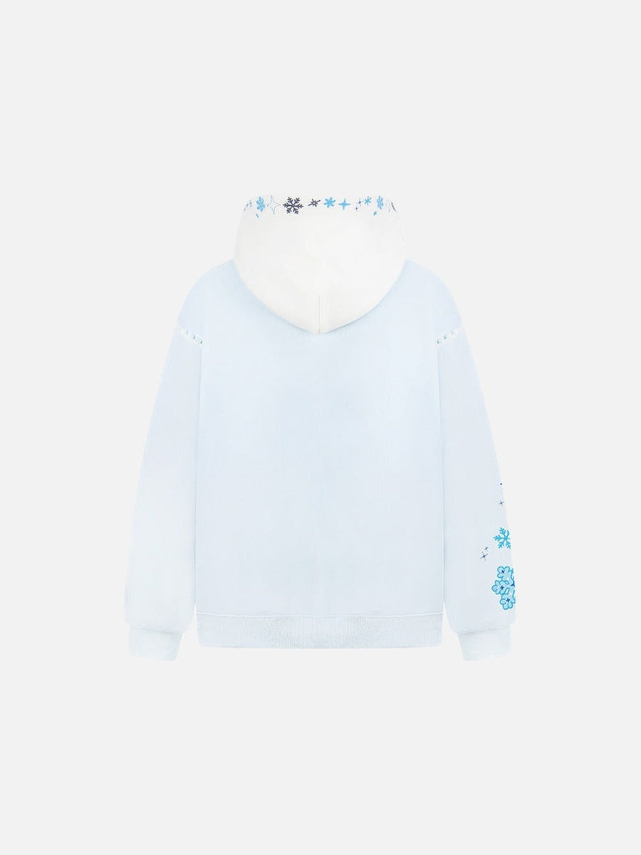DAXUEN Pullover hoodie with snowflake and paw print embroidery