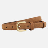 Soft Suede Belt with Gold Buckle - Women's