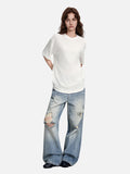 DAXUEN solid black or white relaxed crew neck t-shirt
