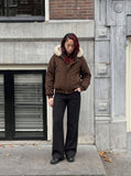 DAXUEN solid black wide-leg trousers — model photo