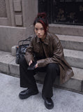 DAXUEN solid black wide-leg trousers — model photo