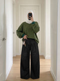 DAXUEN black wide-leg trousers with pleats — model photo