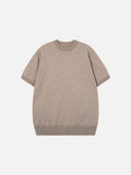 Solid Crew Neck Knit Top in Olive Green