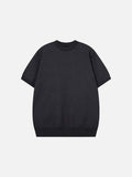 Solid Crew Neck Knit Top in Olive Green