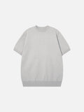 Solid Crew Neck Knit Top in Olive Green
