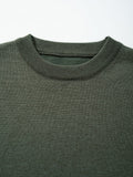 DAXUEN olive green solid crew neck knit top
